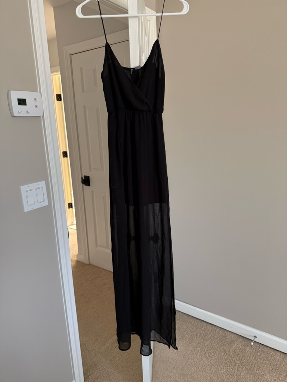 H&M Black Sheer Maxi Dress with Spaghetti Straps